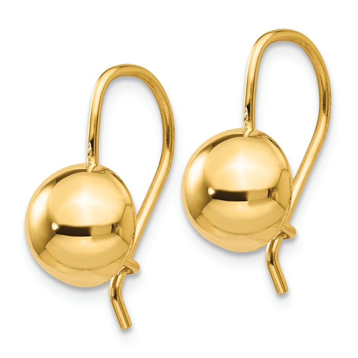 14K Yellow Gold Half Ball Dangle Earrings