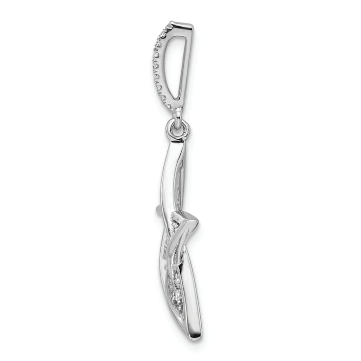 Rhodium Over 14k White Gold Polished Diamond Star Pendant