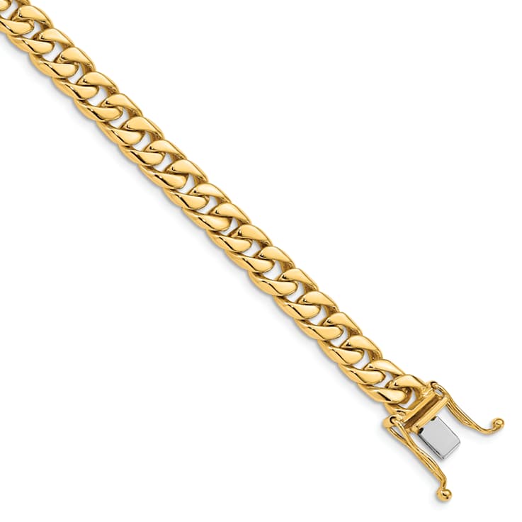 10k Yellow Gold and 10k White Gold 6.8mm Hand-polished Flat Beveled Curb
Link Bracelet