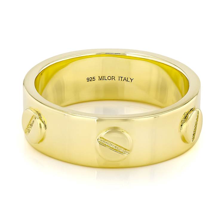 Nail Head Textured Band Ring In 18k Gold Over Sterling Silver