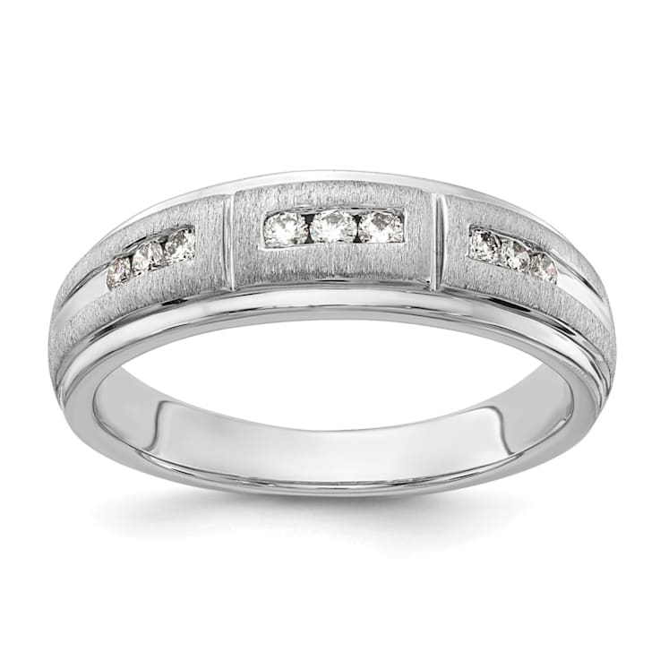 Rhodium Over 10K White Gold Lab Grown Diamond Men's Ring