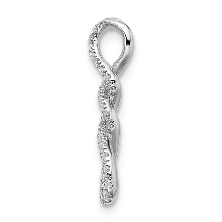 Rhodium Over 10k White Gold 0.12 ctw Diamond Twist Chain Slide Pendant