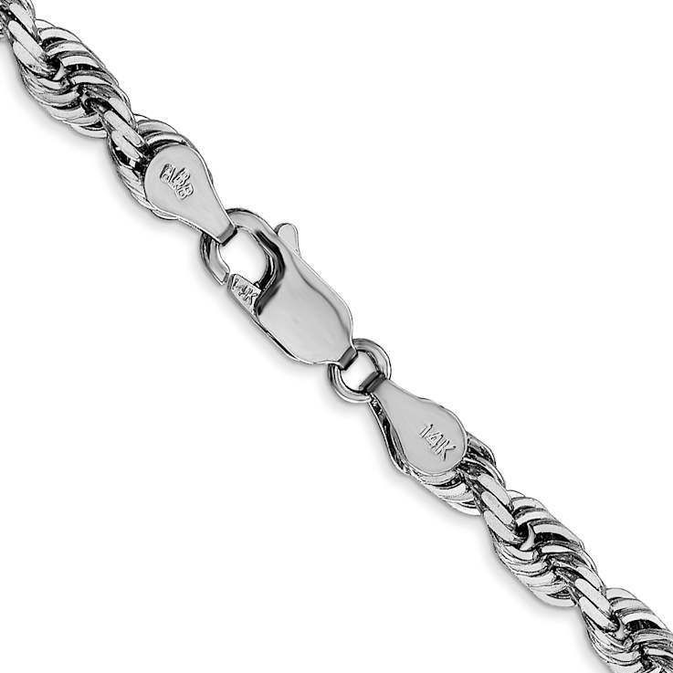 Rhodium Over 14k White Gold 4.5mm Solid Diamond-Cut Quadruple Rope 24
Inch Chain