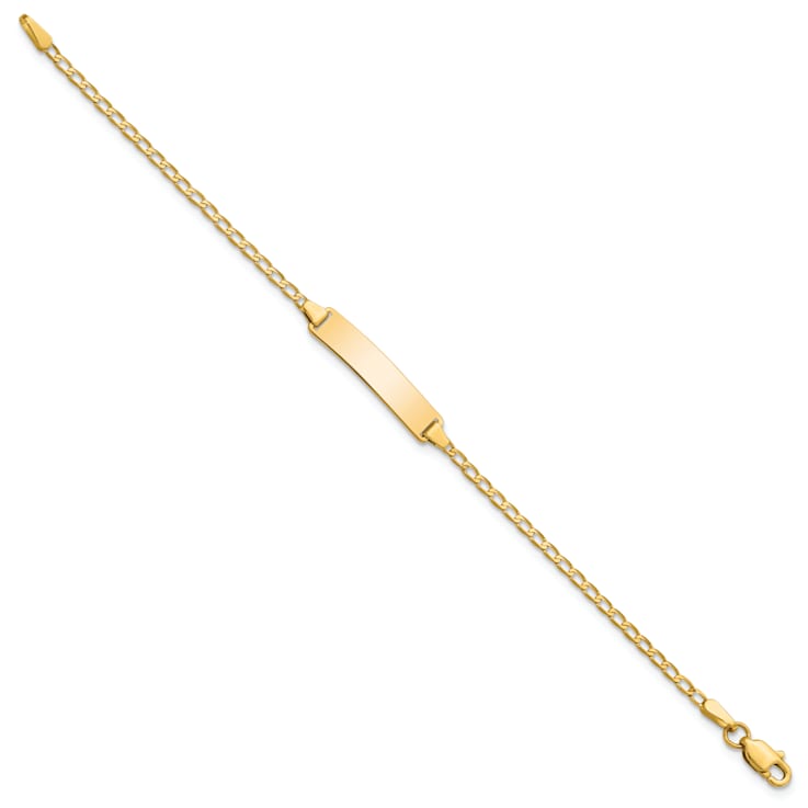 14k Yellow Gold Flat Curb Link ID Bracelet
