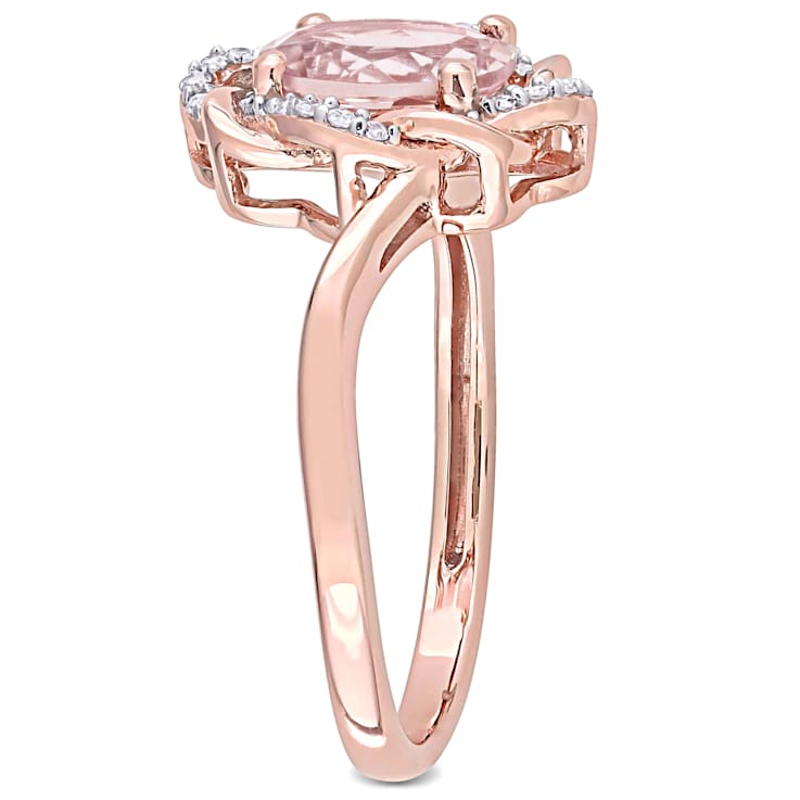 1.17ctw Morganite And 0.10ctw Diamond 10k Rose Gold Ring