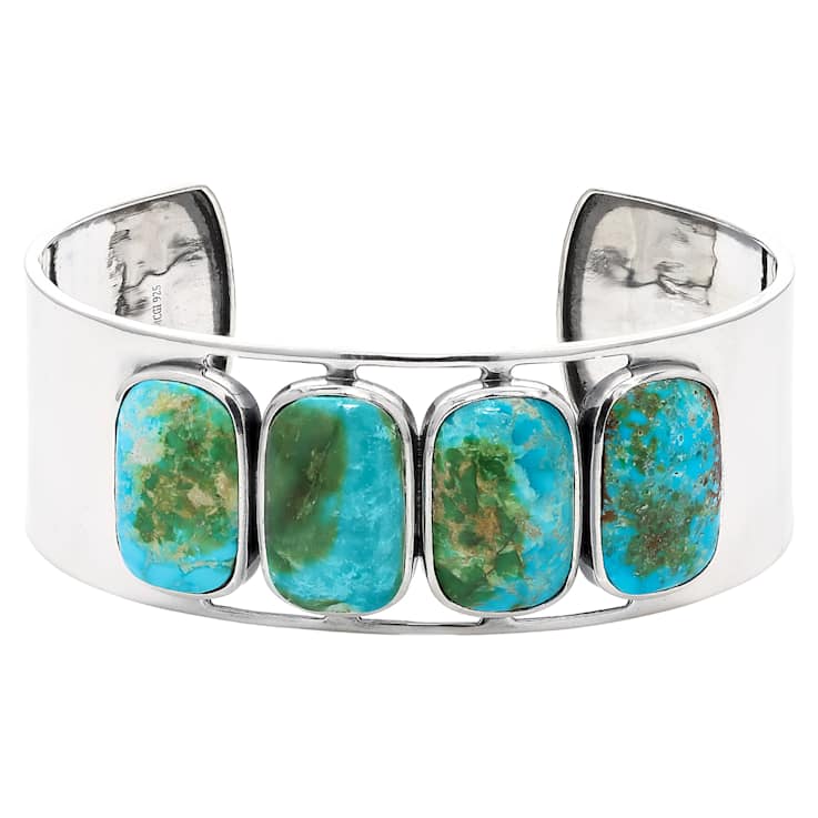 Large Turquoise Cuff Bracelet In Sterling Silver