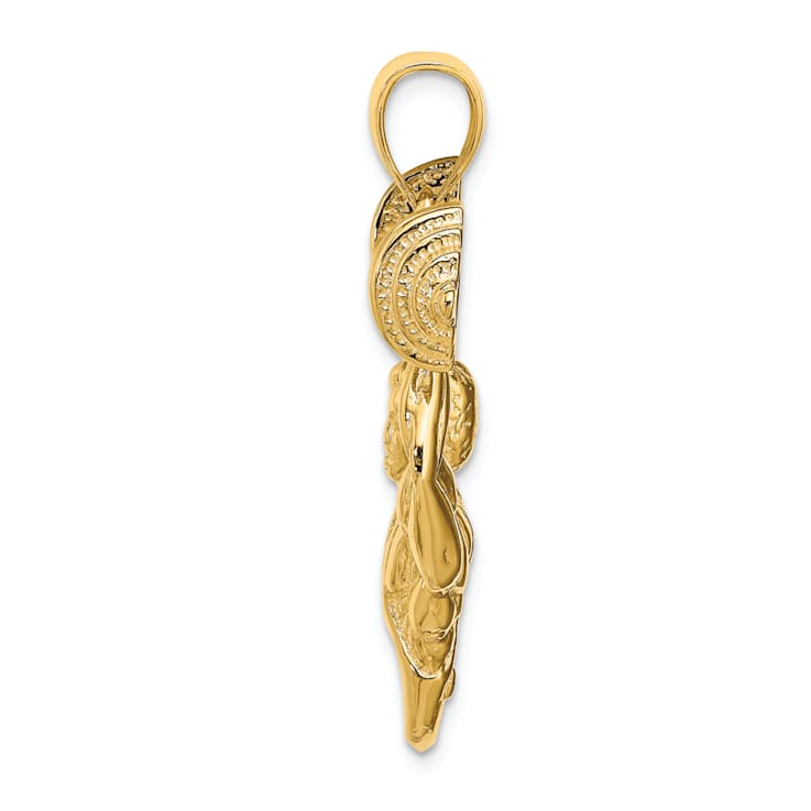 14k Yellow Gold Textured Bodybuilder Pendant