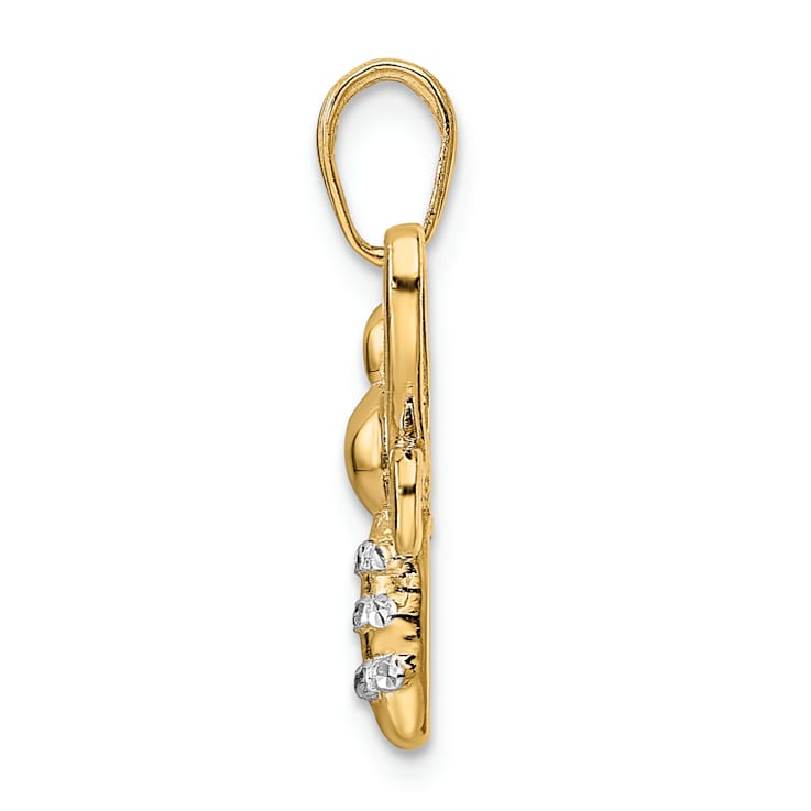 14k Two-tone Gold Diamond-Cut Bumblebee Pendant