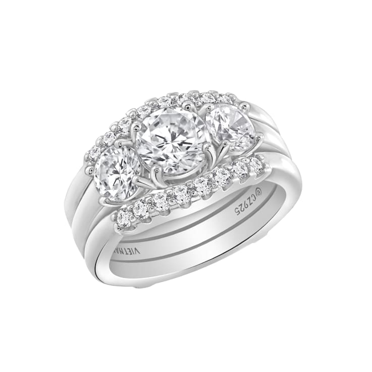 White Cubic Zirconia Platinum Over Sterling Silver Ring 2.57ctw