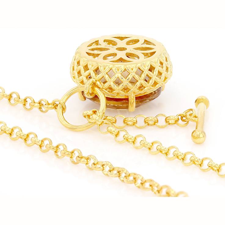 Champagne Quartz Round Toggle Solitaire Necklace In 18K Gold Over
Sterling Silver 8.84ct