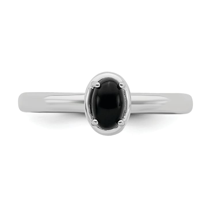 Sterling Silver Stackable Expressions Onyx Polished Ring