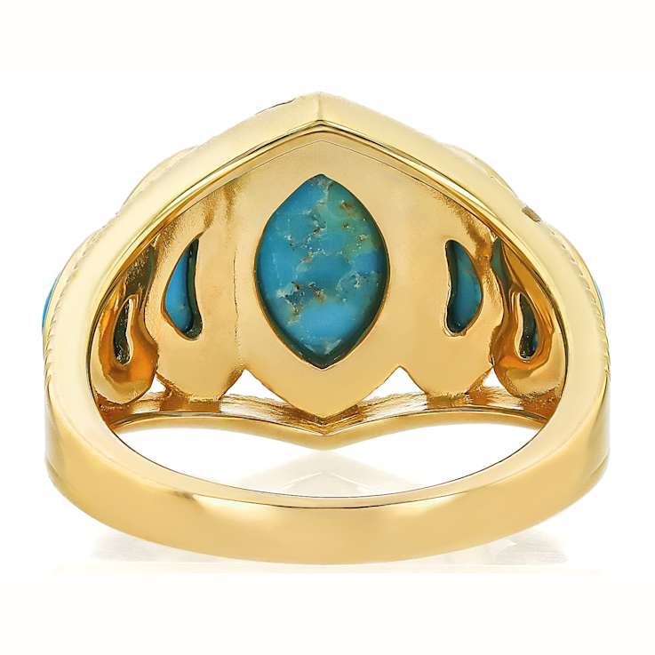 Turquoise Multi-Shape Ring In 18K Gold Over Sterling Silver