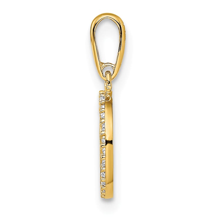 14K Yellow Gold Cubic Zirconia Heart Pendant