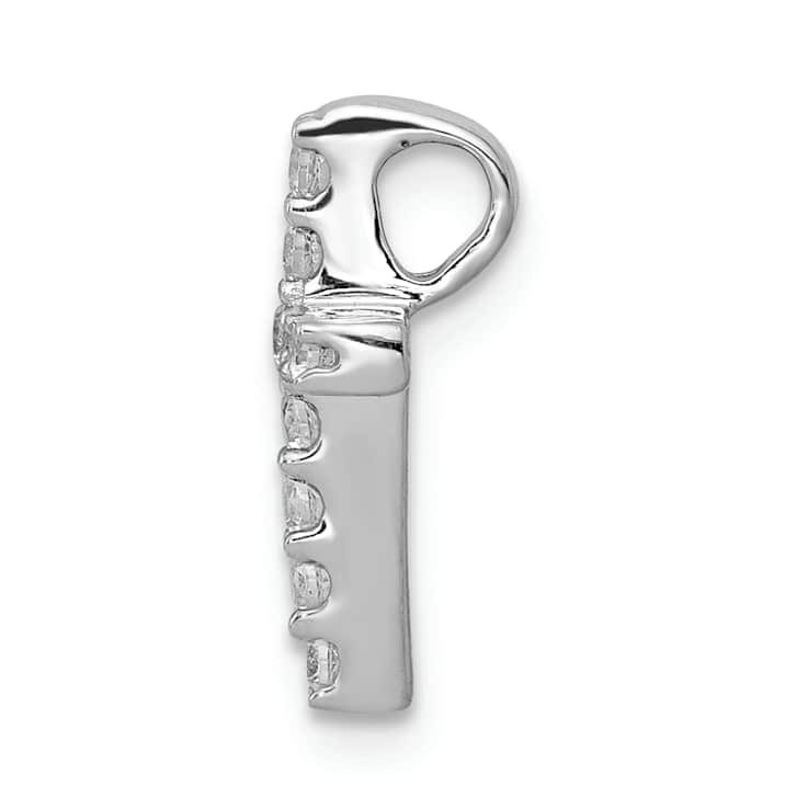Rhodium Over 10k White Gold 0.19 ctw Diamond Latin Cross Chain Slide Pendant
