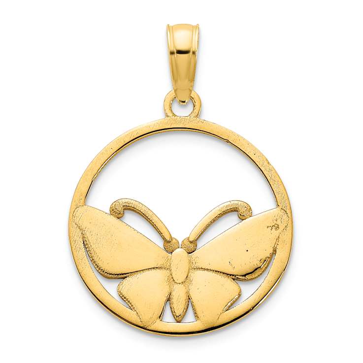 14k Yellow Gold Epoxy Butterfly Pendant