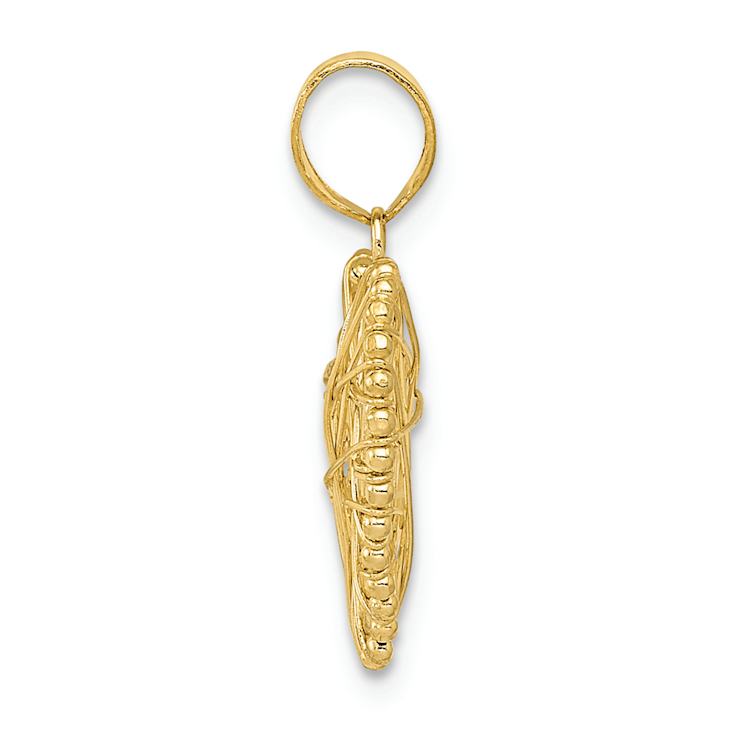 14k Yellow Gold Polished and Textured Wire Heart Pendant