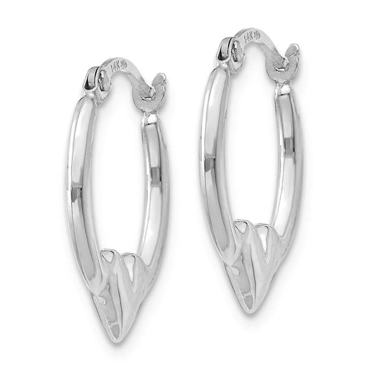 Rhodium Over 14k White Gold 5/8" Heart Hoop Earrings