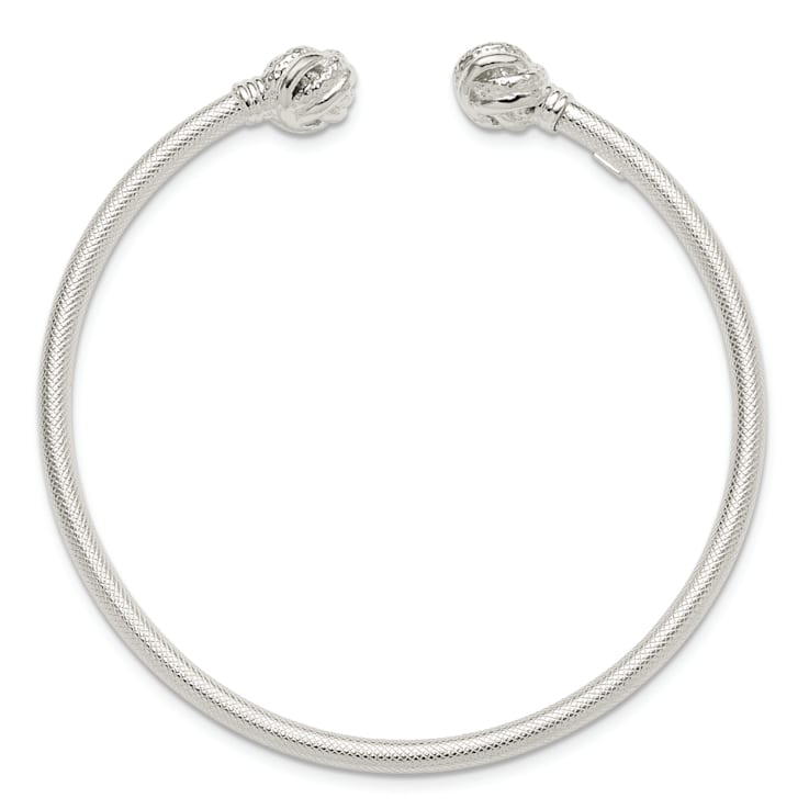 Sterling Silver Textured Love Knot Cuff Bracelet