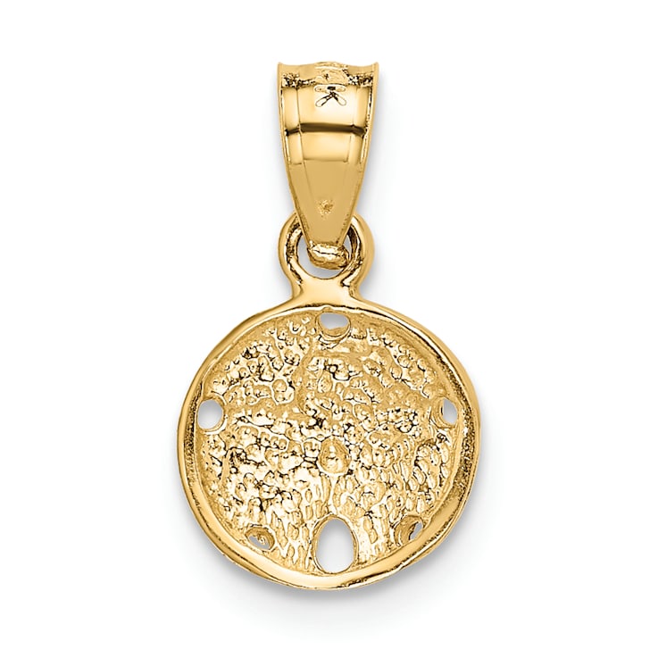 14k Yellow Gold Textured and Diamond-Cut Sand Dollar Pendant