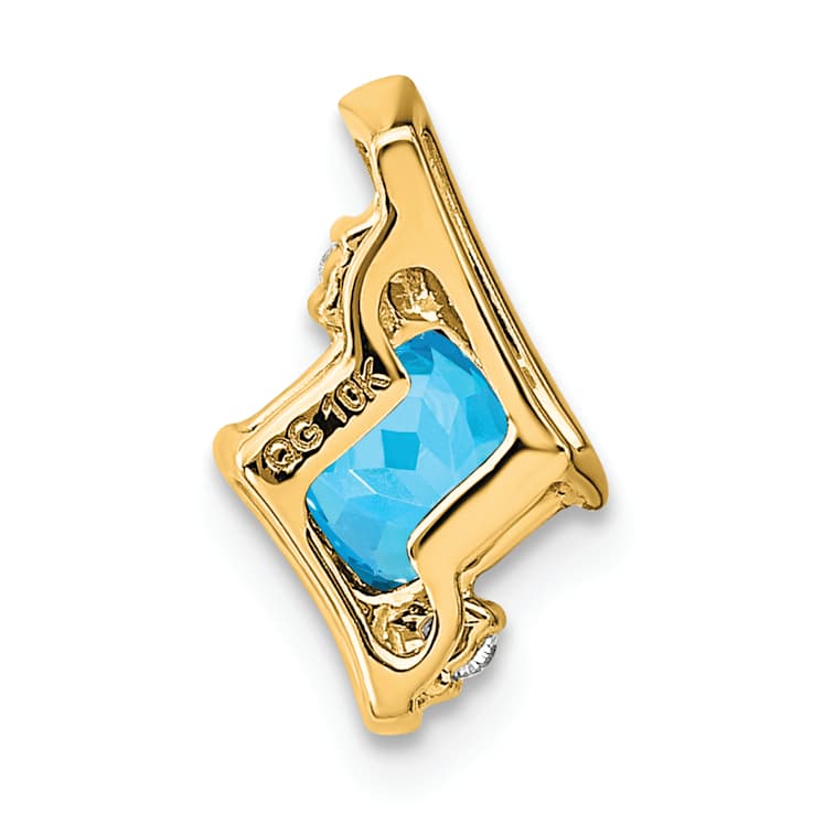 10k Yellow Gold 0.66 ctw Cushion Swiss Blue Topaz and Diamond Chain
Slide Pendant