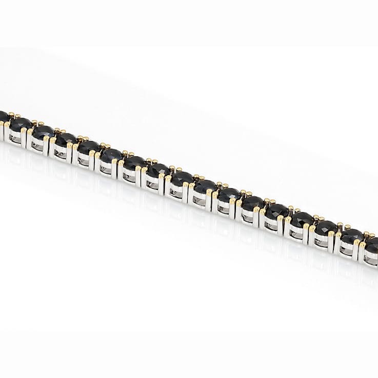 Black Spinel Two-Tone Tennis Bracelet In Rhodium And 18K Gold Over
Sterling Silver 6.50ctw