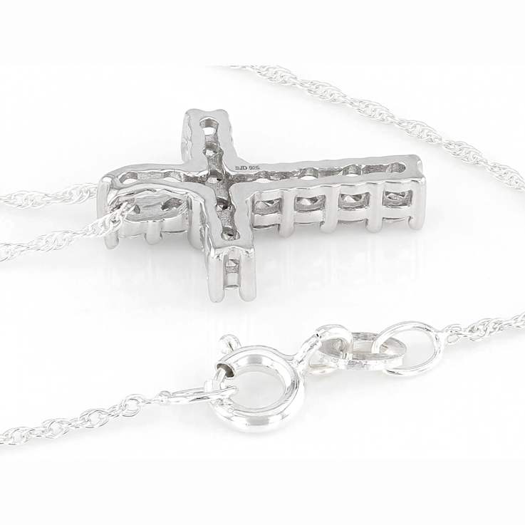 Lab-Grown Diamond Cross Pendant In Sterling Silver 0.50ctw