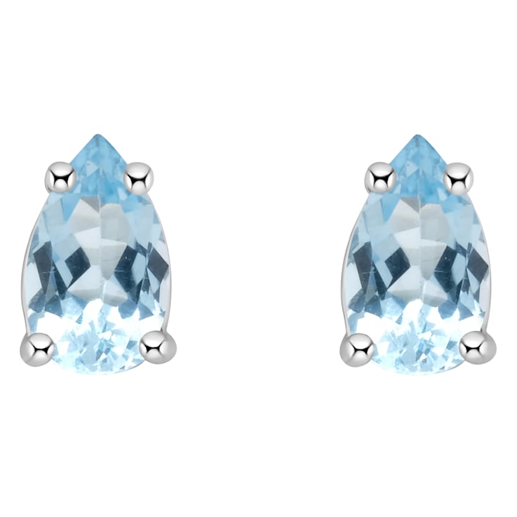 5x3mm Pear Shape Aquamarine 14k White Gold Stud Earrings
