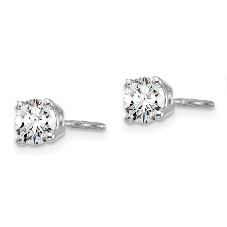 14K White Gold Lab Grown Diamond 2/3ctw VS/SI GH Screw Back 4 Prong Earrings