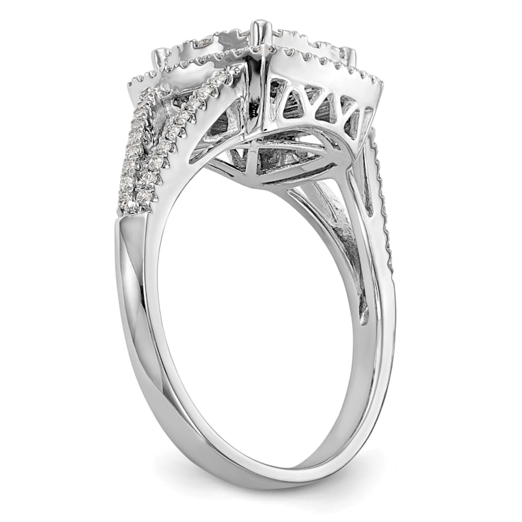 Rhodium Over 14K White Gold Lab Grown Diamond Cluster Engagement Ring 0.995ctw