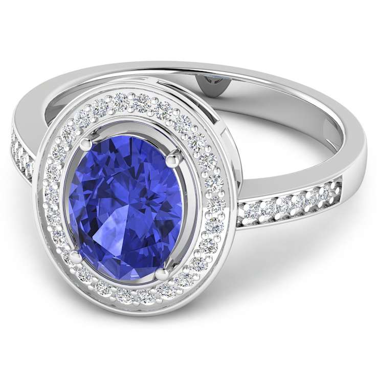 1.63ctw Violet Tanzanite and Diamond 14K White Gold Halo Ring