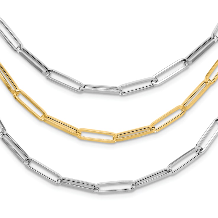 14K Two-tone Polished Fancy Link Necklace