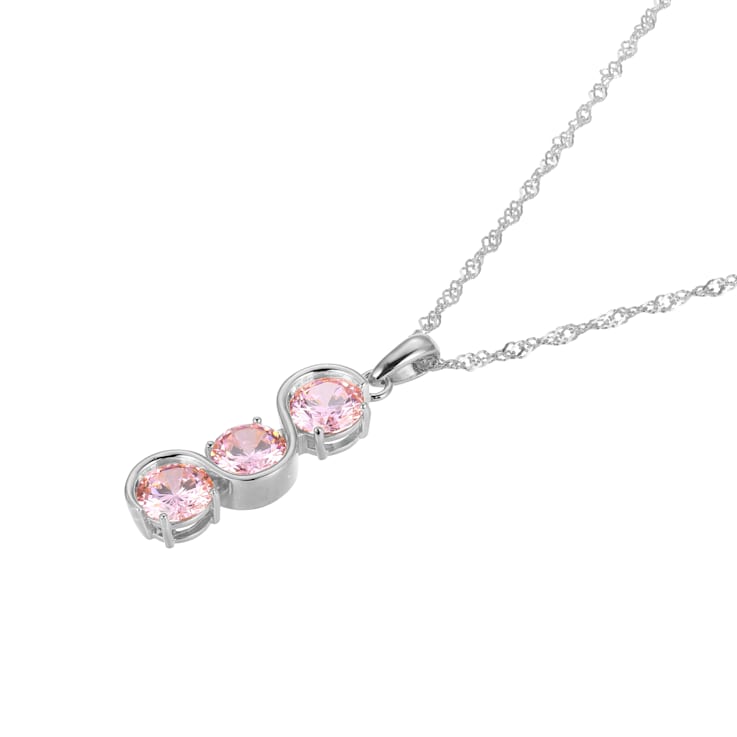 Pink Cubic Zirconia Platinum Over Sterling Silver October Birthstone
Pendant 6.35ctw