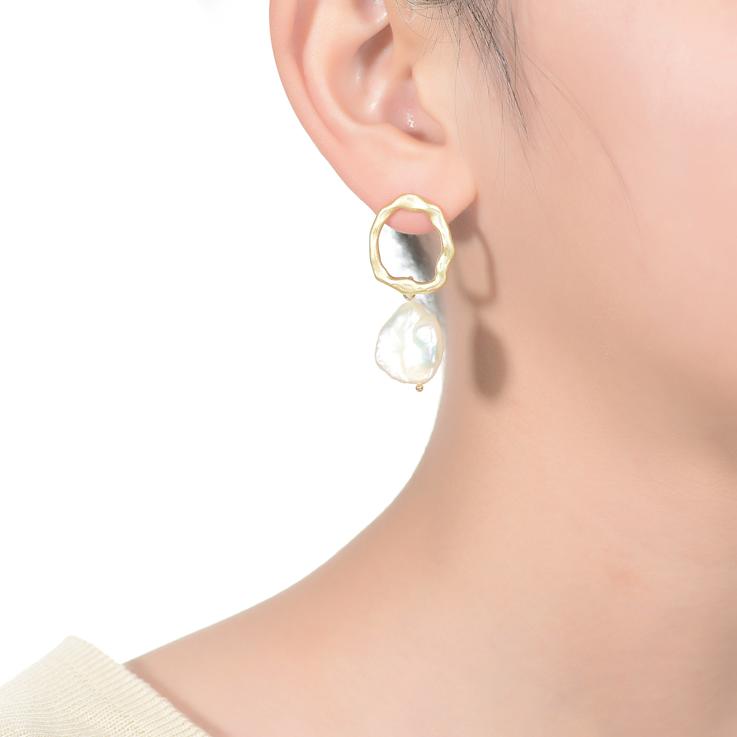 Freshwater Pearl Drop Earrings In 14K Gold Over Sterling Silver