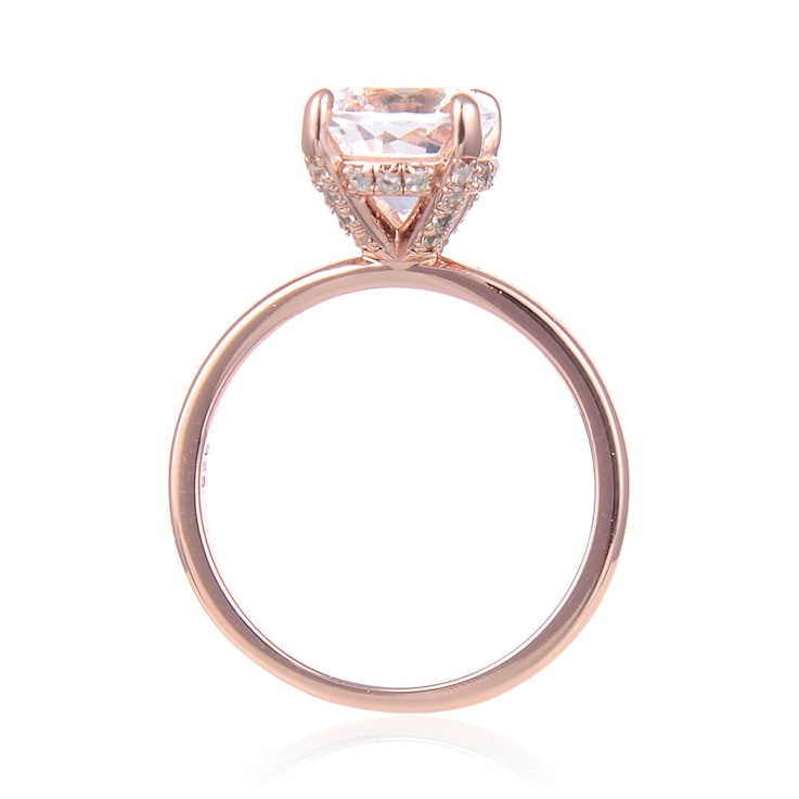 Round White Topaz 14K Rose Gold Over Sterling Silver Solitaire Ring, 3.10ctw