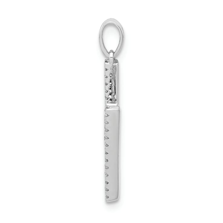 Rhodium Over 14K White Gold Diamond Letter H Initial Pendant