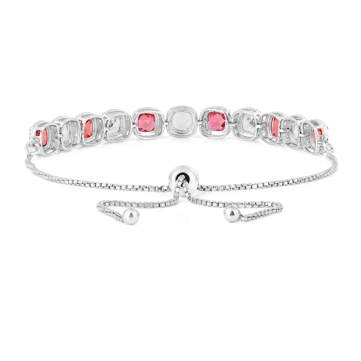 Peach Orange Lab Created Padparadscha and White Sapphire Orange Bracelet
for women