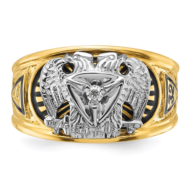 10K Two-tone Yellow and White Gold Men's Enameled and Diamond 32nd
Scottish Rite Masonic Ring