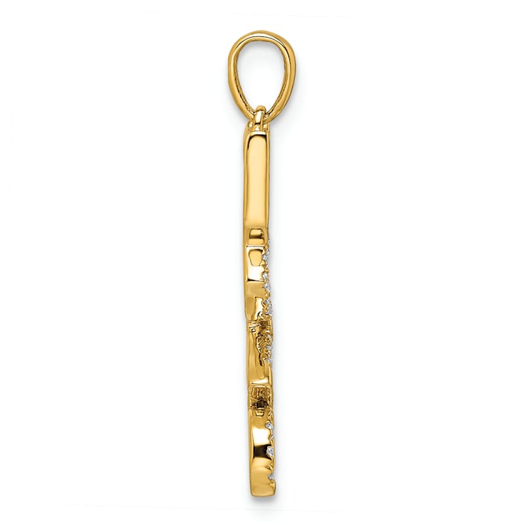 14K Yellow Gold Polished LOVE Diamond Pendant