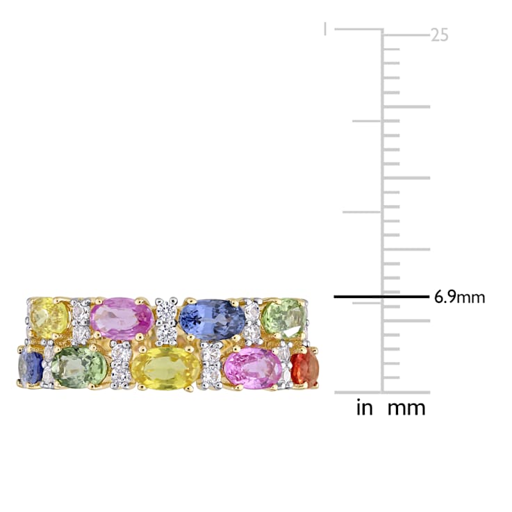 Multi Gem 14K Yellow Gold Ring 3.22ctw