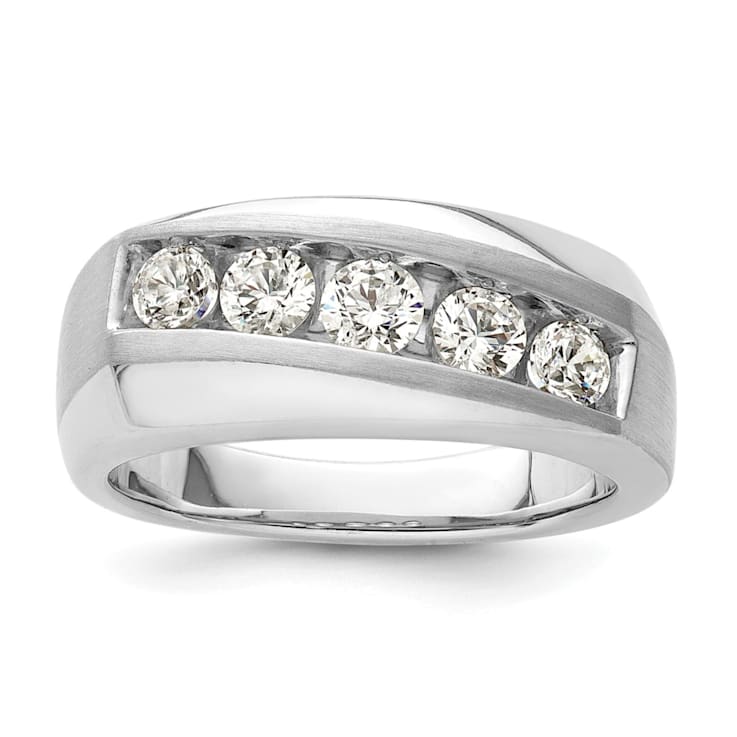 Rhodium Over 10K White Gold Lab Grown Diamond SI1/SI2, G H I, Men's
5-Stone Ring