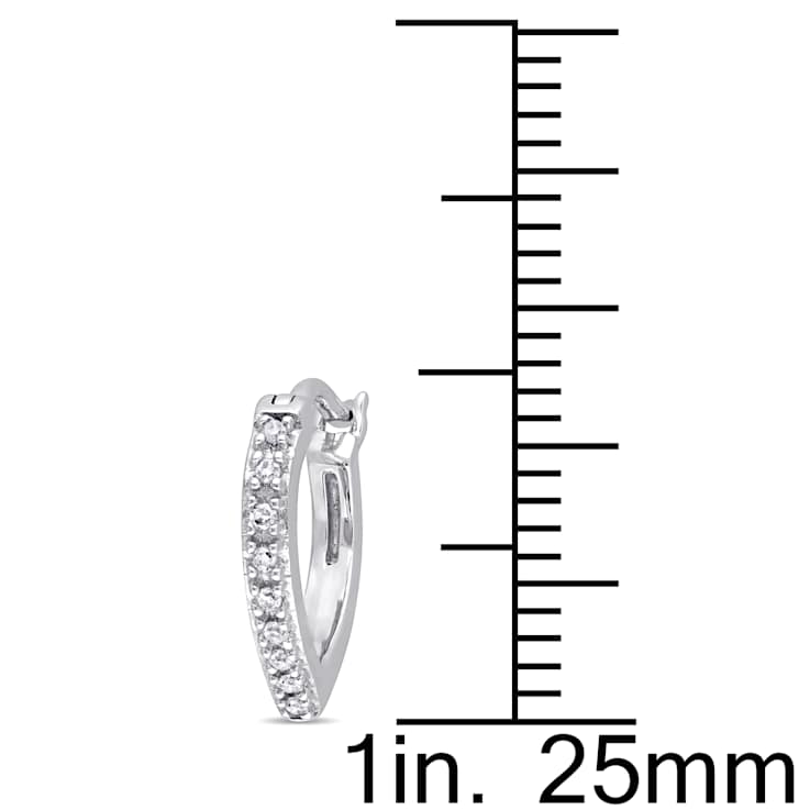 Diamond Heart Hoop Earrings in 10k White Gold