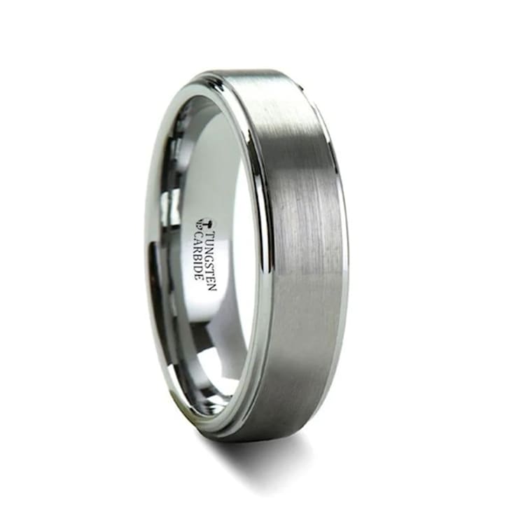 OPTIMUS Raised Center with Brush Finish Tungsten Ring 6mm