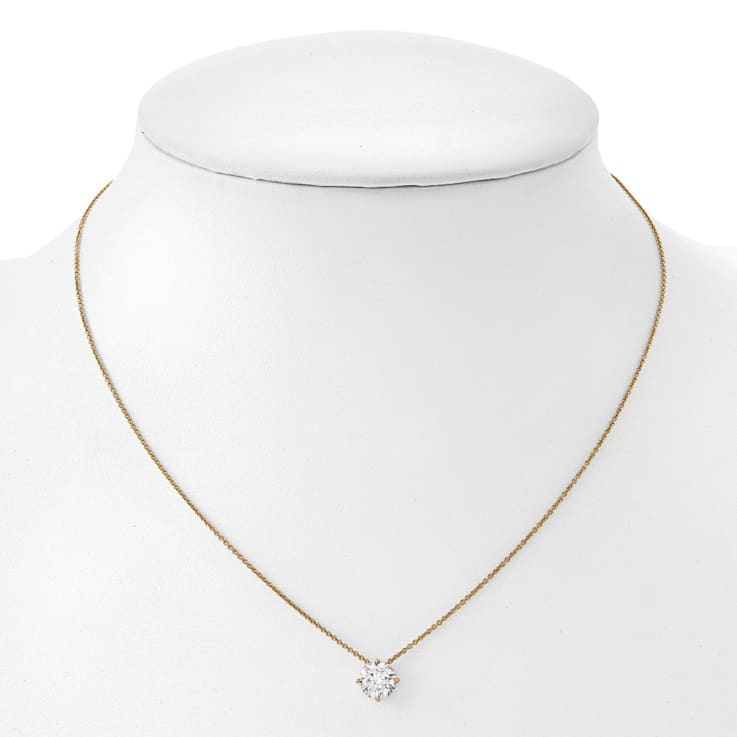 14K Yellow Gold 1/2 ct. 5.0mm Round G H I True Light Moissanite Pendant
with Chain