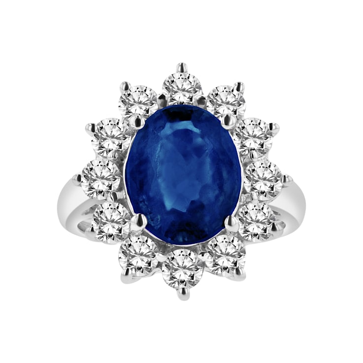 4.75ctw Sapphire and Diamond Ring in 14k White Gold - 123QRB