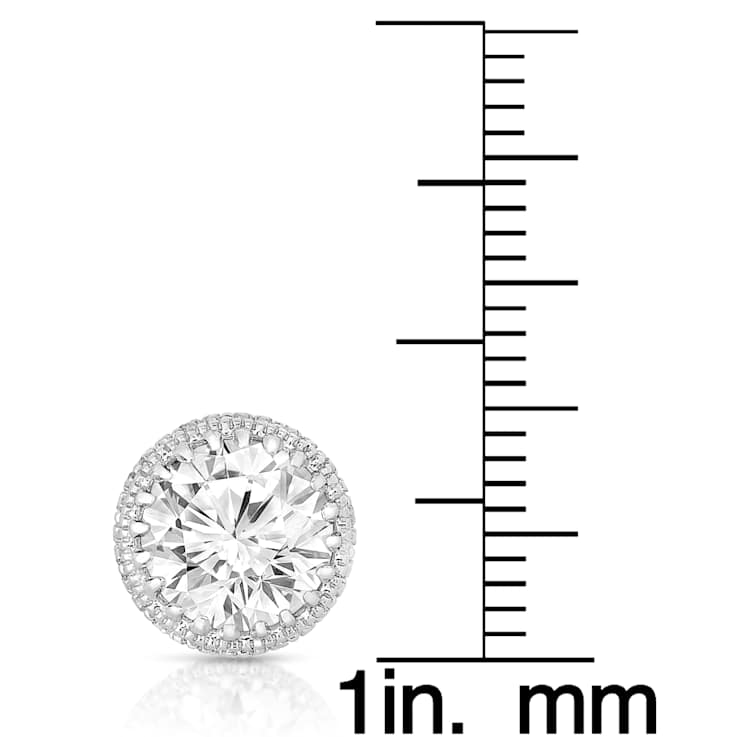 CZ Halo Stud Earrings In Sterling Silver