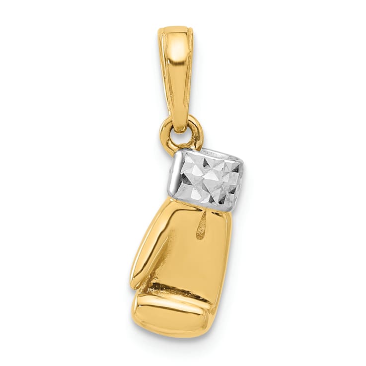 14k Two-tone Gold Diamond-Cut Boxing Glove Pendant