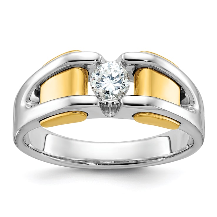 10K Two-tone Yellow and White Gold Men's Diamond Ring 0.40ct