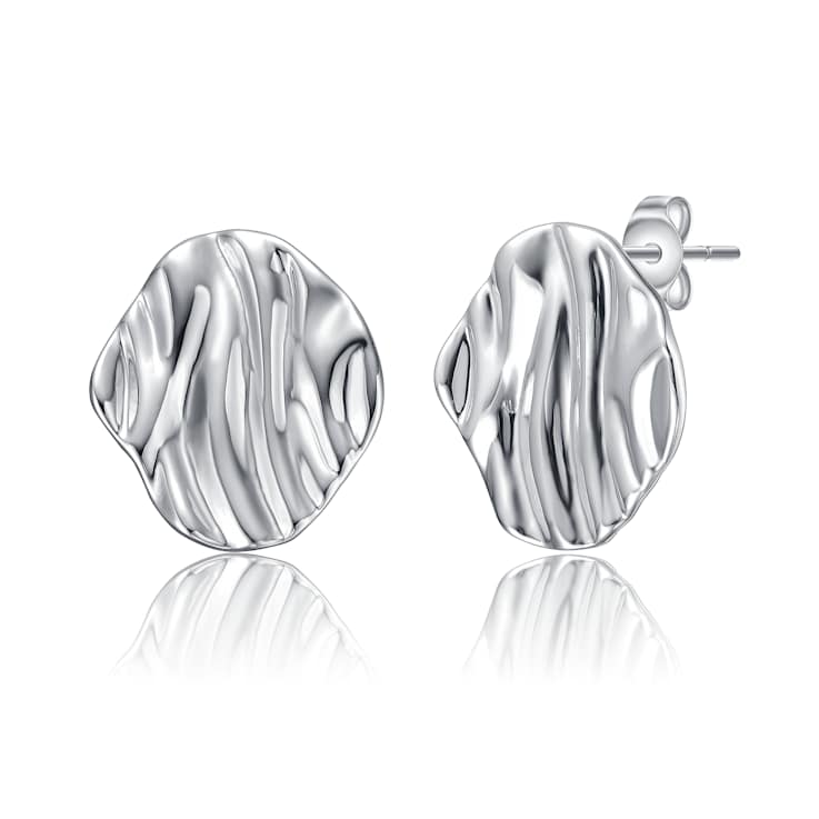 Rippled Stud Earrings In Sterling Silver