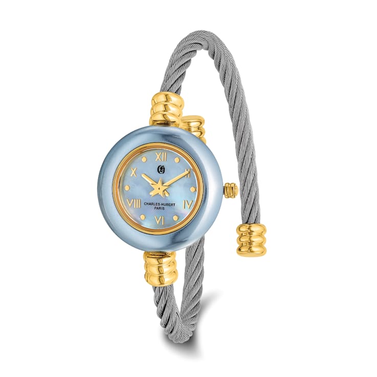 Charles Hubert Gold-finish 7 Color Bezels Stainless Steel Bangle Watch