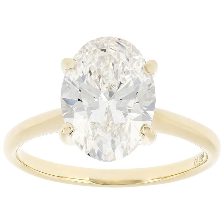 Lab-Grown Diamond Oval Solitaire Ring In 14K Gold 3.00ct